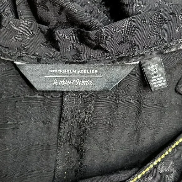 NWOT & Other Stories Stockholm Atelier Black Houndstooth Midi Dress Size 0 - Picture 4 of 8